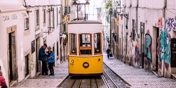 View of a tram in Lisbon